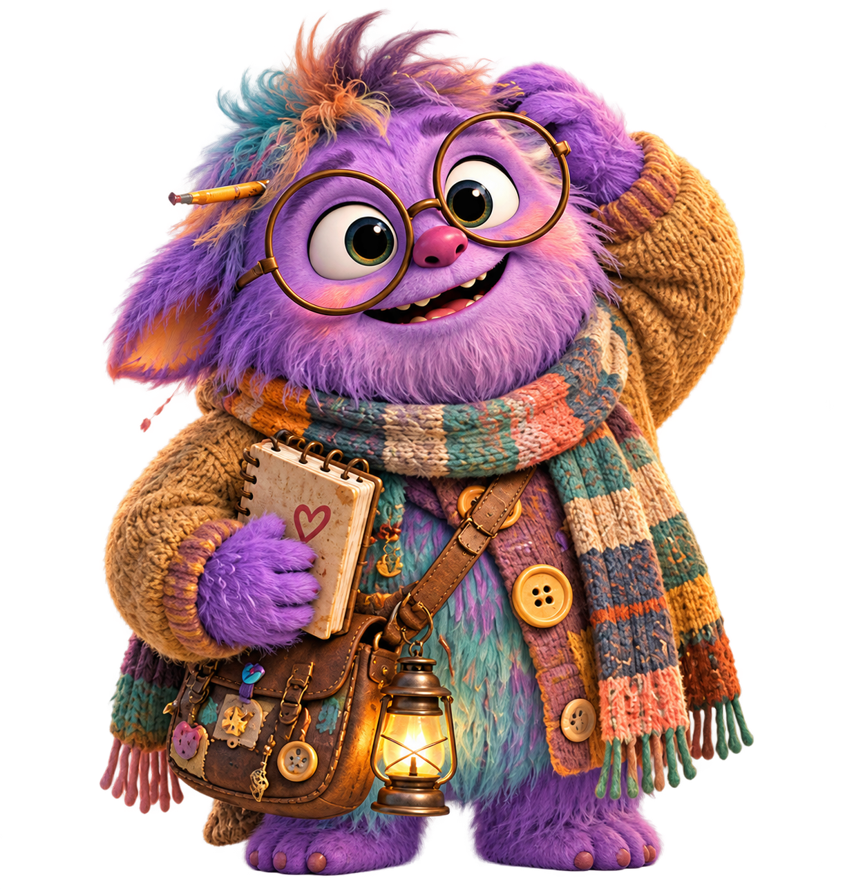 Muddle, the warm and slightly eccentric purple monster who runs The Wobble Shop